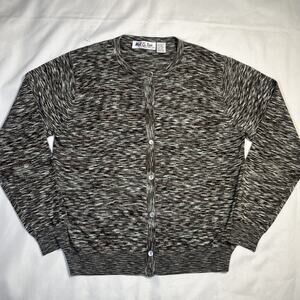 Mel & Lisa 100% Pure Silk Cardigan Sweater Size L Green and Pink Vintage 80s